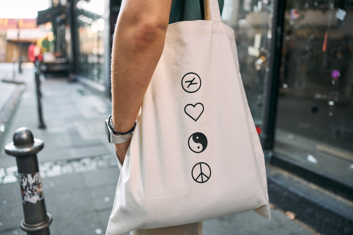HOOD Tote Bag We. in Baumwoll-Natur – Rückseite